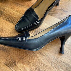 AK Anne Klein Womens Akvallah Black leather pumps 7.5M